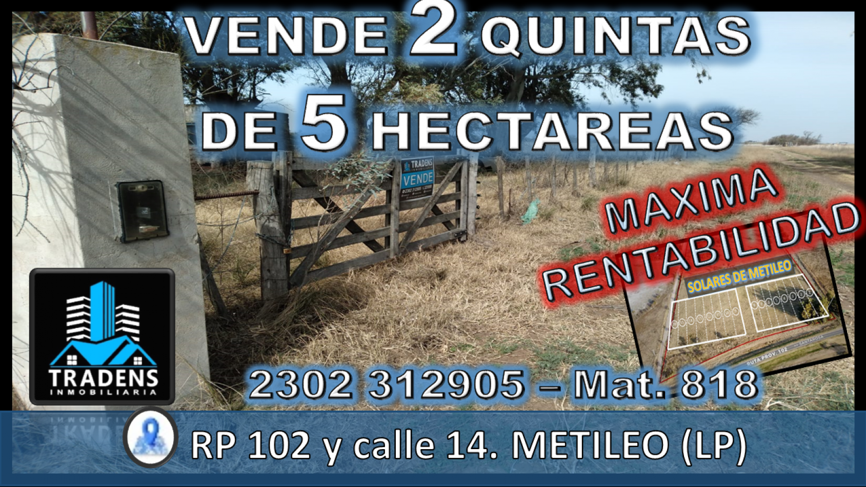 LOTES QUINTAS EN METILEO - 10 HECTAREAS